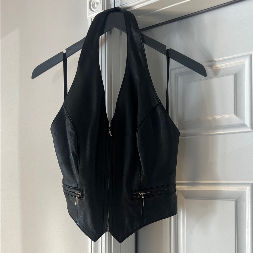 Wilsons Leather Black Zip-Up Vest